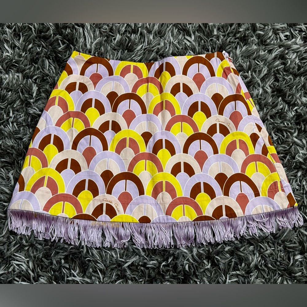 Cara Cara Vibrant Arch Mini Skirt with Fringe